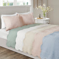 3 Piece Reversible Soped Edge Quilt Set Seafoam Microfiber