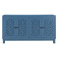 Large Storage Space Sideboard, 4 Door Buffet Cabinet With Pull Ring Handles For Living Room, Dining Room Navy Navy Mdf