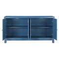 Large Storage Space Sideboard, 4 Door Buffet Cabinet With Pull Ring Handles For Living Room, Dining Room Navy Navy Mdf