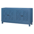 Large Storage Space Sideboard, 4 Door Buffet Cabinet With Pull Ring Handles For Living Room, Dining Room Navy Navy Mdf