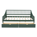 Full Size Daybed With Two Storage Drawers And Support Legs, Green Green Solid Wood Mdf