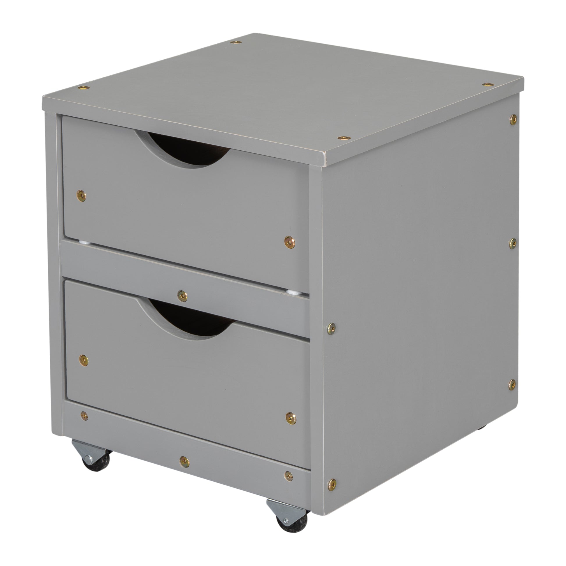 Versatile Full Bed With Trundle,Under Bed Storage Box And Nightstand .Grey Full Grey American Design Pine