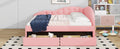 Full Size Pu Upholstered Tufted Daybed With Two Drawers And Cloud Shaped Guardrail, Pink Box Spring Not Required Full Pink Wood Faux Leather Upholstered