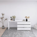 Extended Desktop 6 Drawers Chest Of Drawer Without Handle White Color Vanity White White Bedroom Modern Melamine Engineered Wood