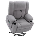 Power Lift Recliner Chair Electric Recliner For Elderly Recliner Chair With Massage And Heating Functions, Remote, Phone Holder Side Pockets And Cup Holders For Living Room, Grey Grey Foam Chenille