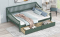 Full Size Daybed With Two Storage Drawers And Support Legs, Green Green Solid Wood Mdf