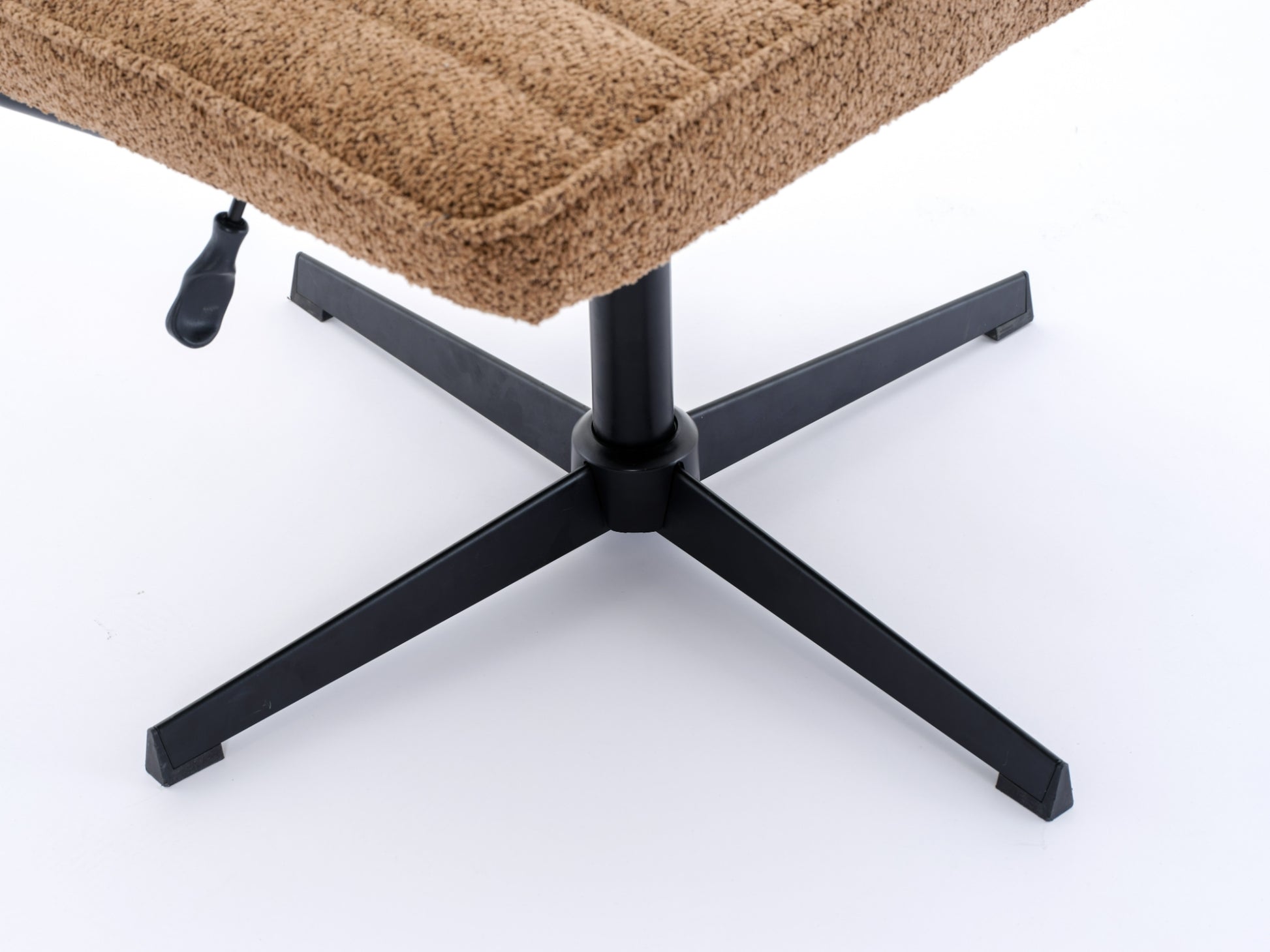 Armless Office Desk Chair No Wheels, Brown Brown Foam Polyester Blend