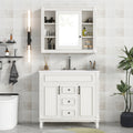 36'' Bathroom Vanity With Top Sink, White Mirror Cabinet, Modern Bathroom Storage Cabinet With 2 Soft Closing Doors And 2 Drawers, Single Sink Bathroom Vanity White Bathroom Mdf