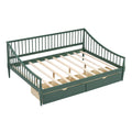 Full Size Daybed With Two Storage Drawers And Support Legs, Green Green Solid Wood Mdf