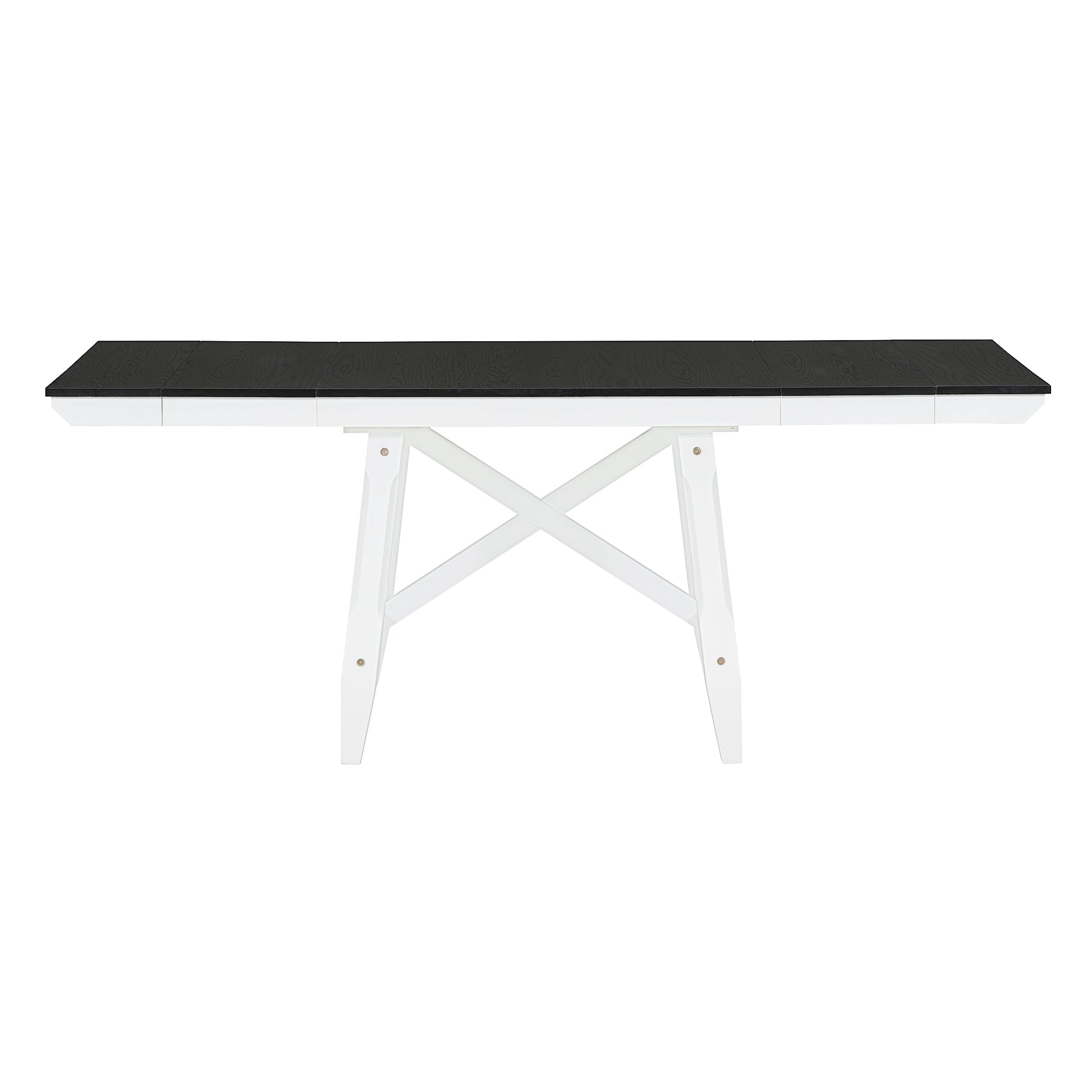 6 Piece Classic Dining Table Set, Rectangular Extendable Dining Table With Two 12"W Removable Leaves And 4 Upholstered Chairs & 1 Bench For Dining Room White Black White Black Solid Wood