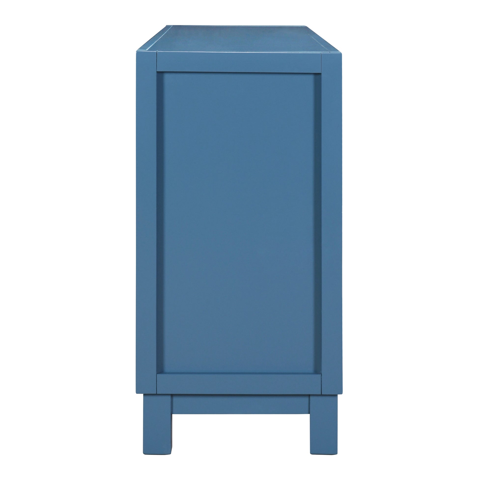 Large Storage Space Sideboard, 4 Door Buffet Cabinet With Pull Ring Handles For Living Room, Dining Room Navy Navy Mdf