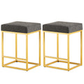 Grey Pu Upholstered Counter & Bar Stool With Footrest, Pu Leather Set Of 2 Metal Grey Dining Room Pu Leather