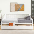 Full Size Daybed With Two Storage Drawers And Support Legs, White White Solid Wood Mdf