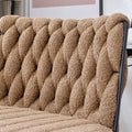 Armless Office Desk Chair No Wheels, Brown Brown Foam Polyester Blend