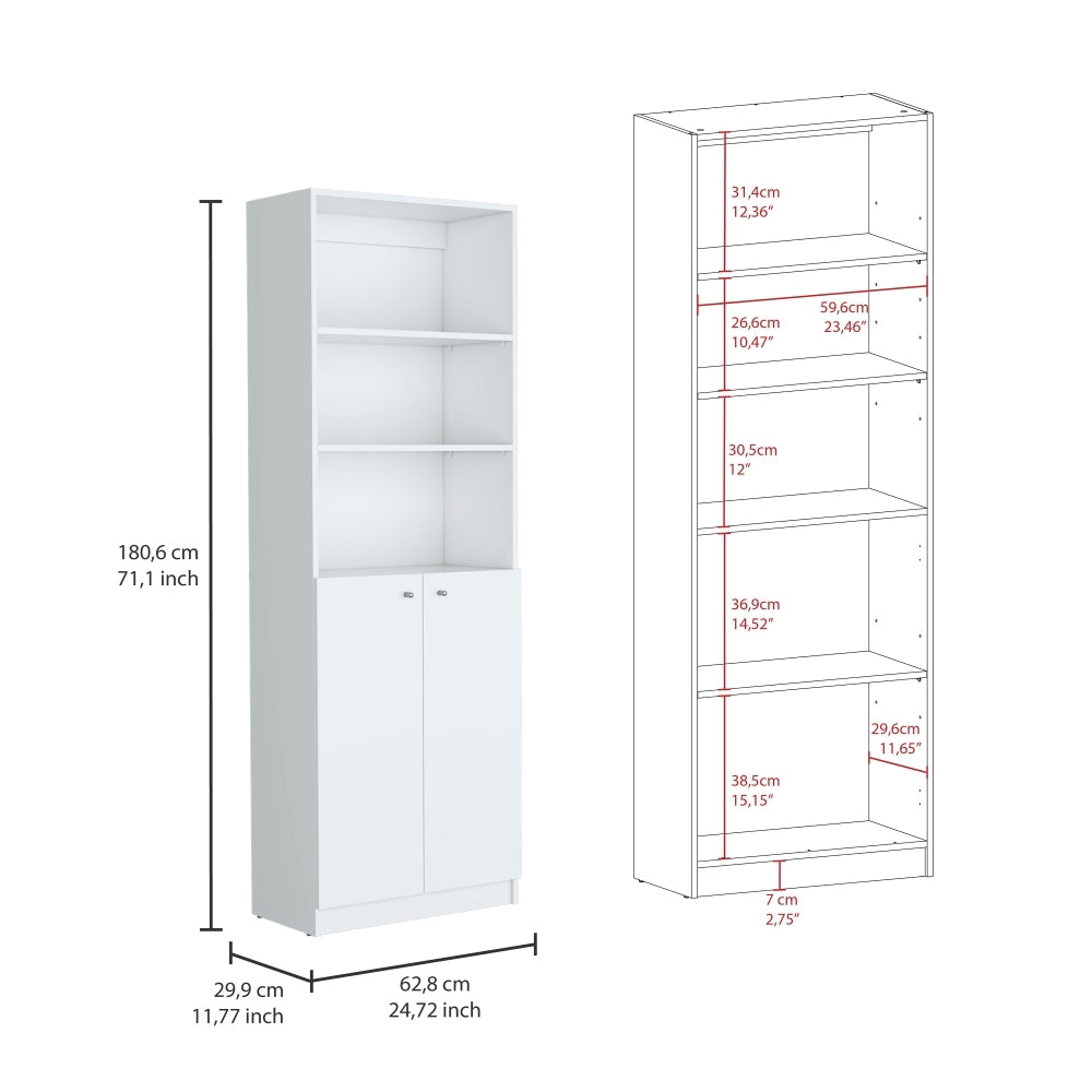 Veta 2 Piece Living Room Set With 2 Bookcases, White White Particle Board Particle Board