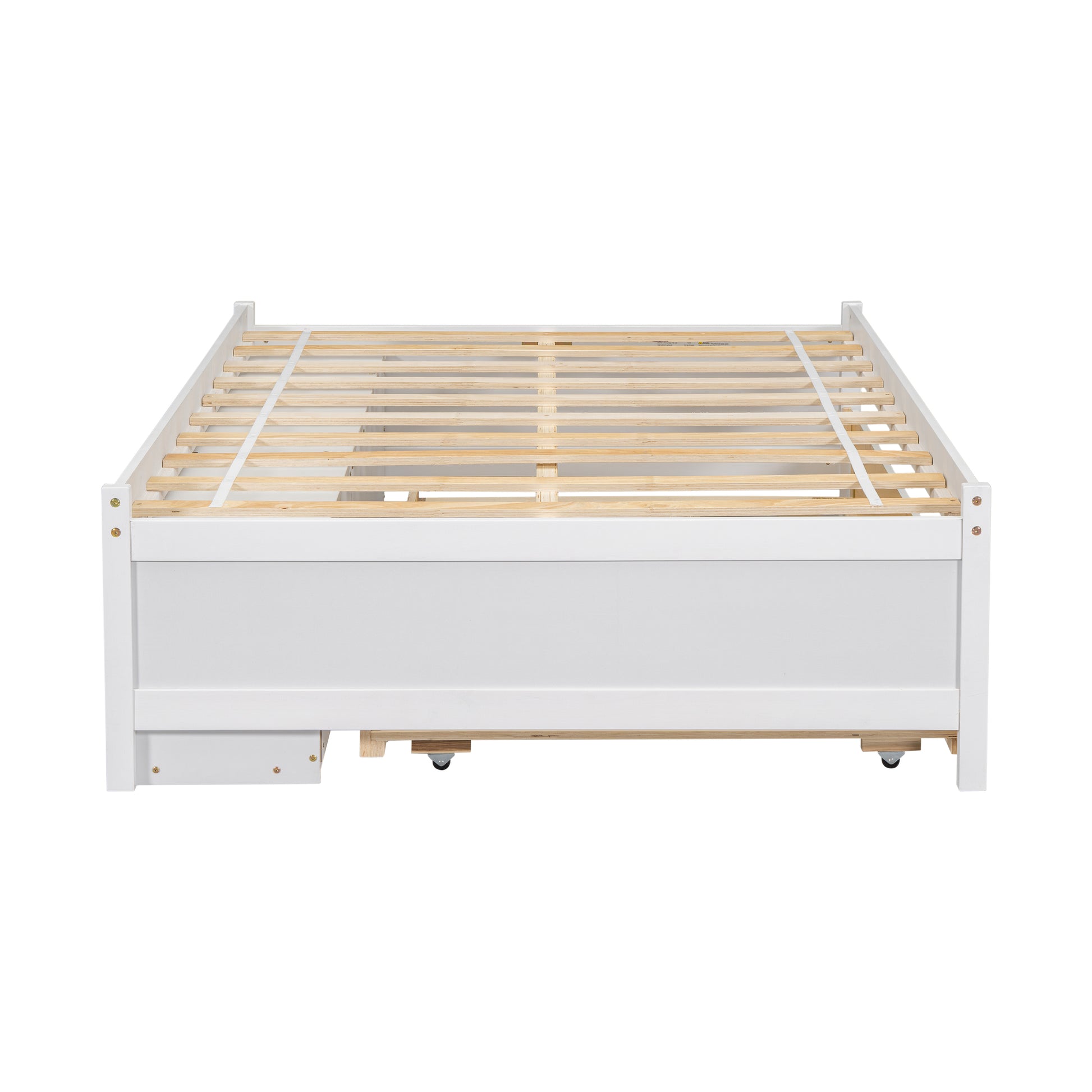 Versatile Full Bed With Trundle,Under Bed Storage Box And Nightstand .White Full White Pine