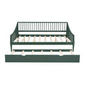 Full Size Daybed With Trundle And Support Legs, Green Green Solid Wood Mdf