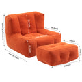 Fluffy Bean Bag Chair, Comfortable Bean Bag For Adults And Children, Super Soft Lazy Sofa Chair With Memory Foam And Ottoman, Indoor Modern Focus Bean Bag Chair For Living Room, Bedroom, Apartment Red Velvet