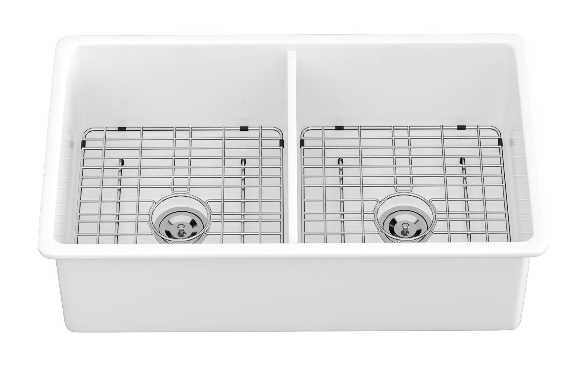 32" Undermount Double Bowl Ceramic Kitchen Sink Dual Mount White Ceramic Rectangular Deep Double Bowl Sink Basin White Ceramic