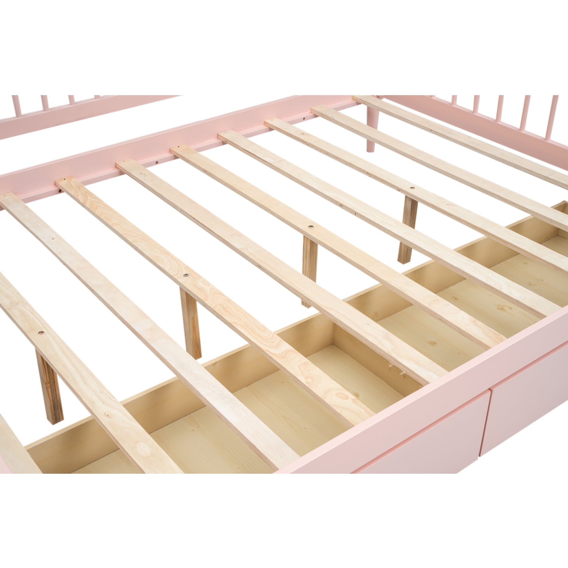 Full Size Daybed With Two Storage Drawers And Support Legs, Pink Pink Solid Wood Mdf