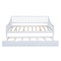 Full Size Daybed With Trundle And Support Legs, White White Solid Wood Mdf