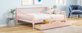 Full Size Daybed With Two Storage Drawers And Support Legs, Pink Pink Solid Wood Mdf