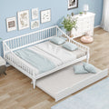 Full Size Daybed With Trundle And Support Legs, White White Solid Wood Mdf