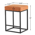 Brown Pu Upholstered Counter & Bar Stool With Footrest, Pu Leather Set Of 2 Metal Brown Dining Room Pu Leather