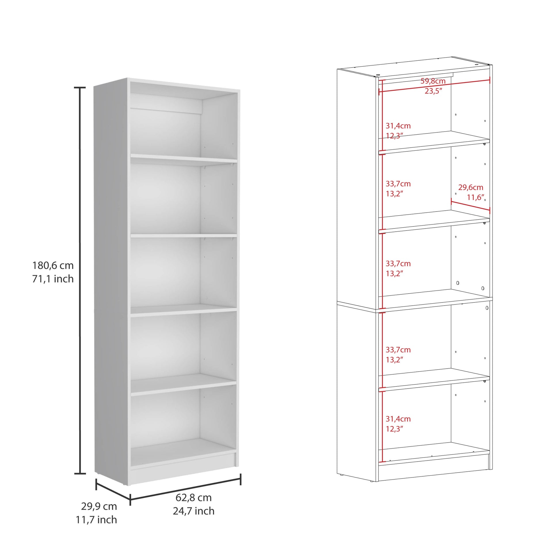 Idalia 2 Piece Living Room Set With 2 Bookcases, White White Particle Board Particle Board