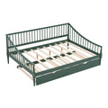 Full Size Daybed With Trundle And Support Legs, Green Green Solid Wood Mdf
