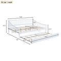 Full Size Daybed With Trundle And Support Legs, White White Solid Wood Mdf