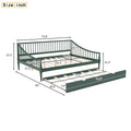 Full Size Daybed With Trundle And Support Legs, Green Green Solid Wood Mdf
