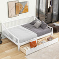 Full Size Daybed With Two Storage Drawers And Support Legs, White White Solid Wood Mdf