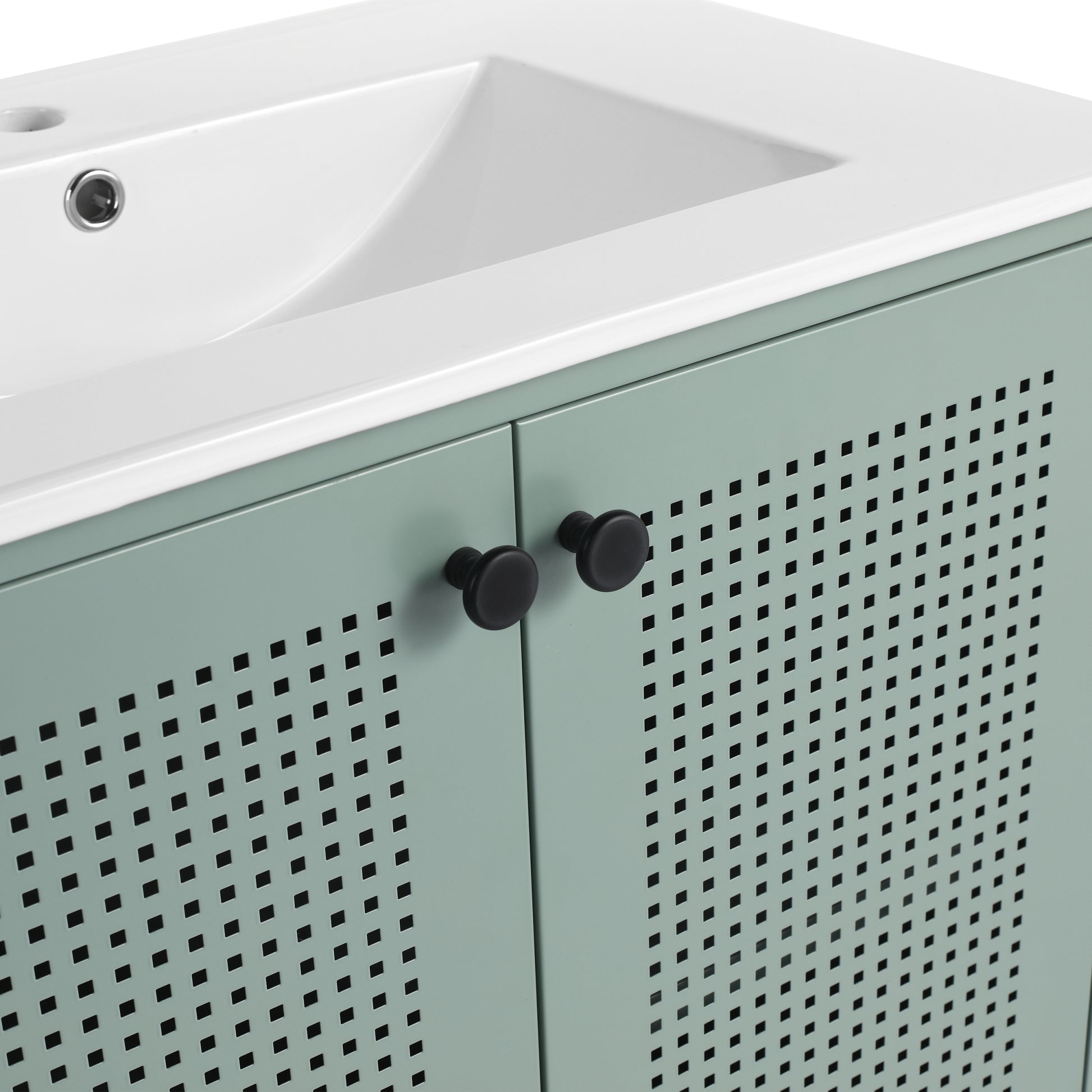 30 Inch Freestanding Bathroom Vanity With Ceramic Sink Mint Green 2 Bathroom Freestanding Modern Steel