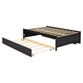 Versatile Full Bed With Trundle,Under Bed Storage Box And Nightstand .Espresso Full Espresso Pine