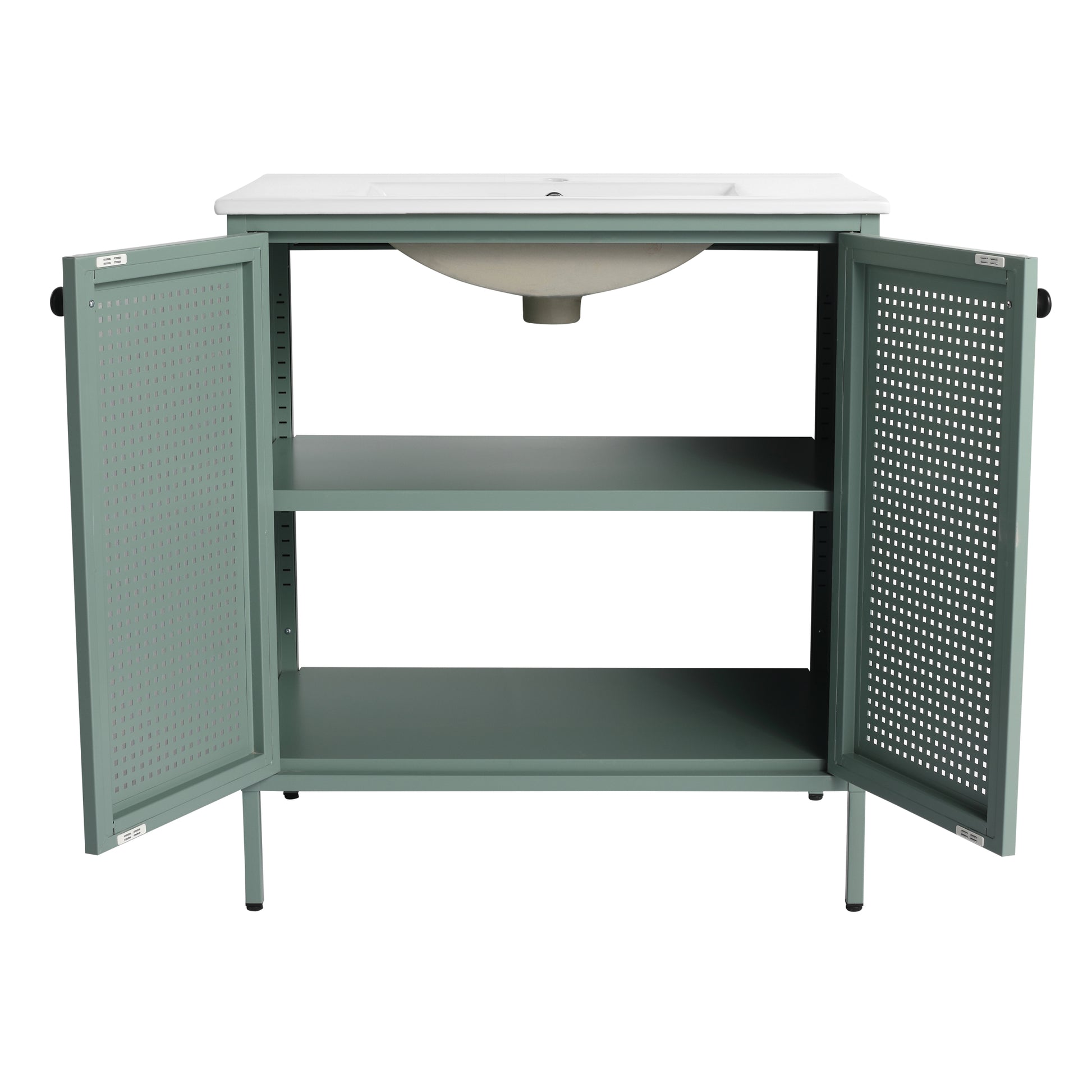 30 Inch Freestanding Bathroom Vanity With Ceramic Sink Mint Green 2 Bathroom Freestanding Modern Steel