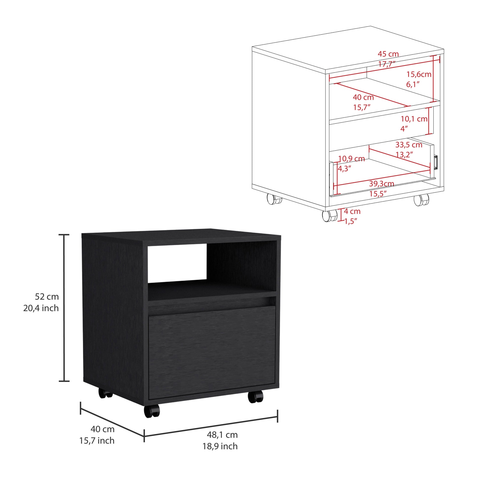 Milford 2 Piece Bedroom Set, Nightstand Dresser, Black Black Particle Board Particle Board