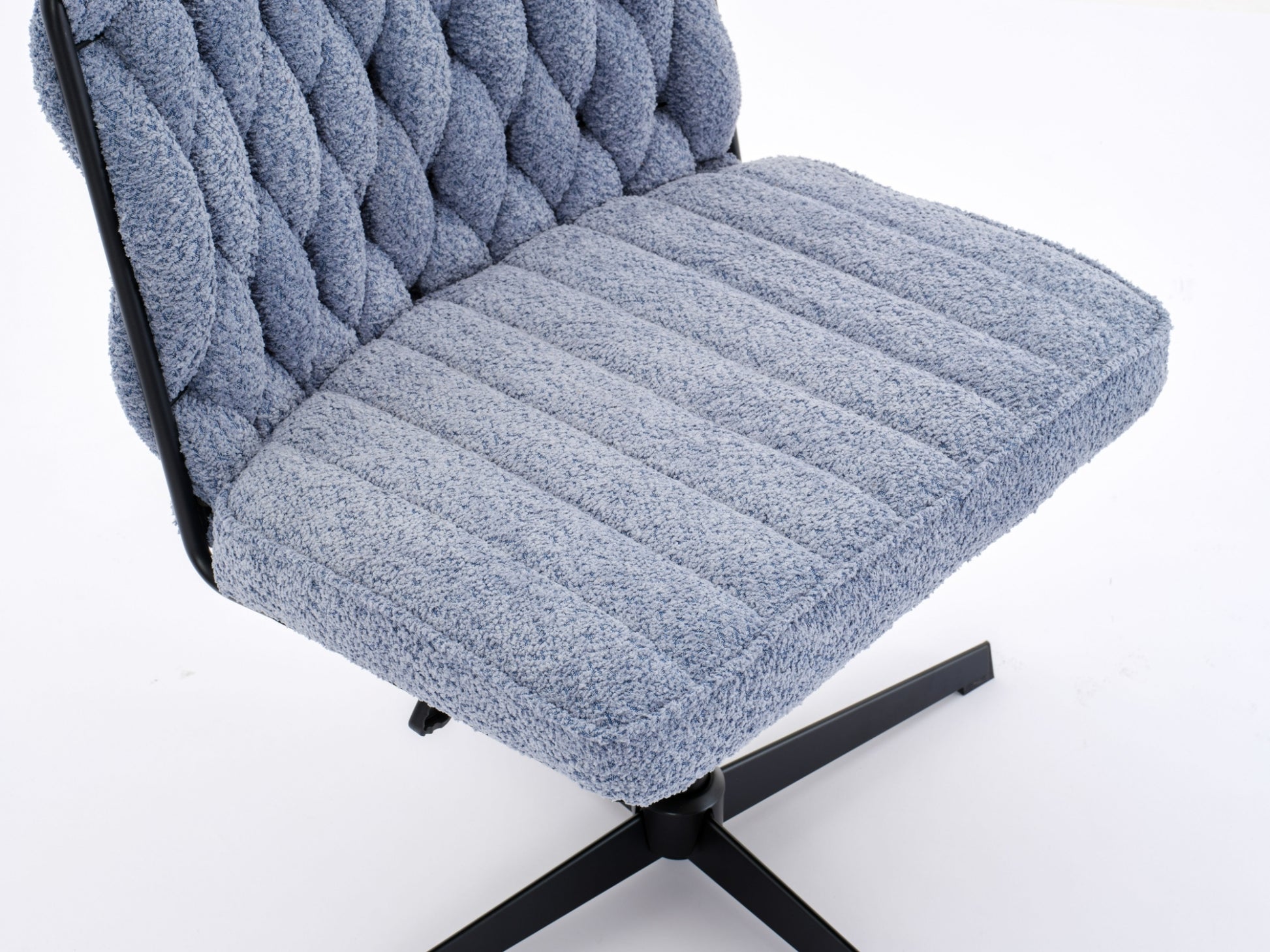 Armless Office Desk Chair No Wheels, Blue Blue Foam Polyester Blend