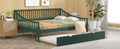 Full Size Daybed With Trundle And Support Legs, Green Green Solid Wood Mdf