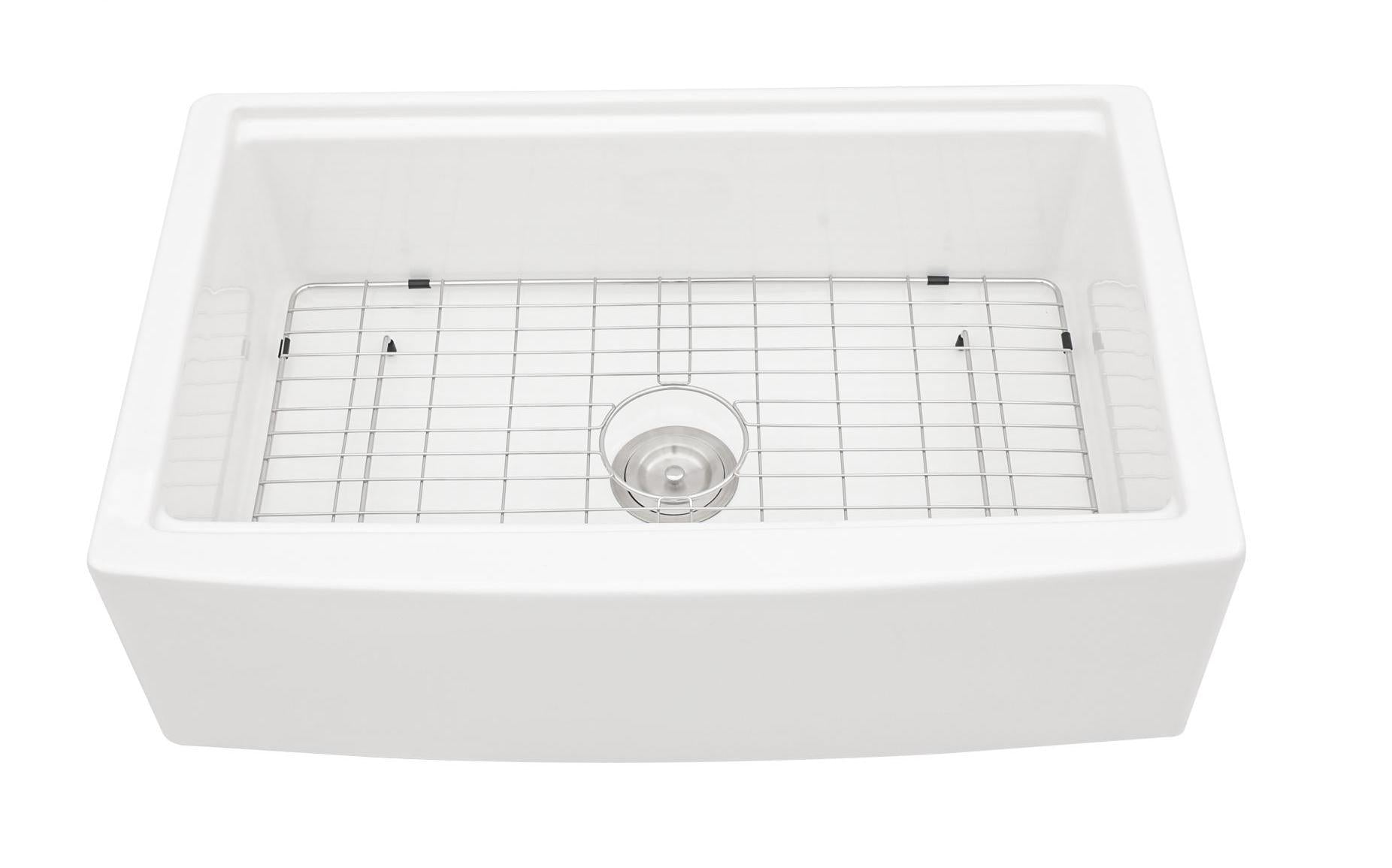 White Farmhouse Sink Workstation 33 Inch White Ceramic Single Bowl Farm Kitchen Sink White Ceramic