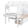 Twin Over Twin Bunk Bed With Storage Staircase, Slide And Drawers, Desk With Drawers And Shelves, White Box Spring Not Required Twin White Wood Bedroom Bunk Pine