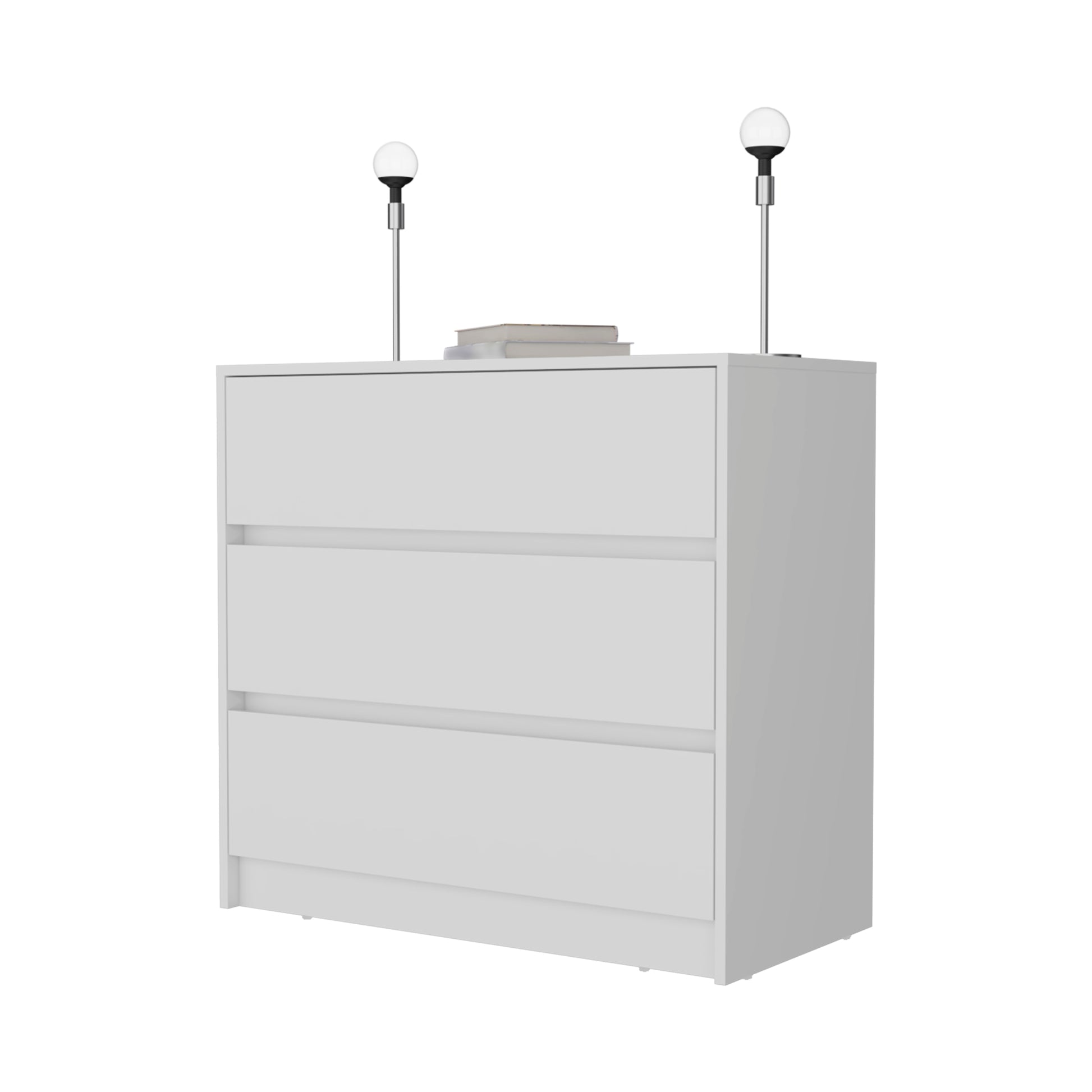 Milford 2 Piece Bedroom Set, Nightstand Dresser, White White Particle Board Particle Board