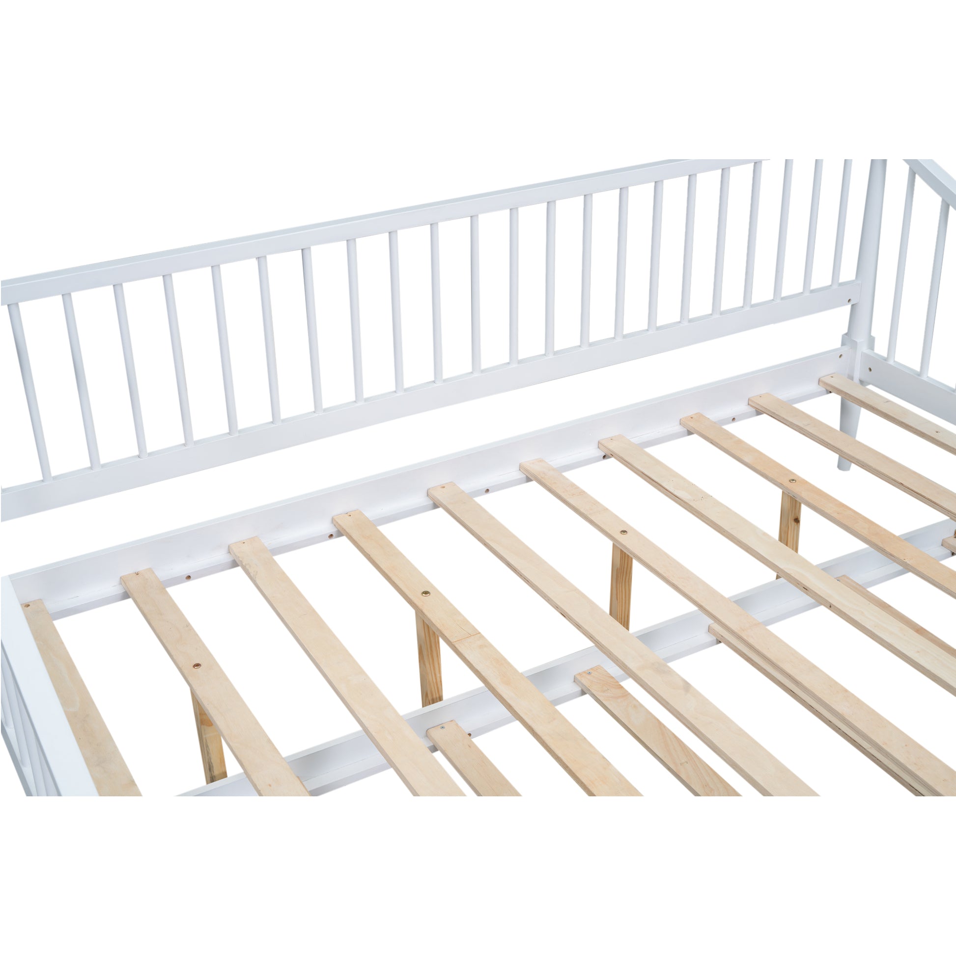 Full Size Daybed With Trundle And Support Legs, White White Solid Wood Mdf