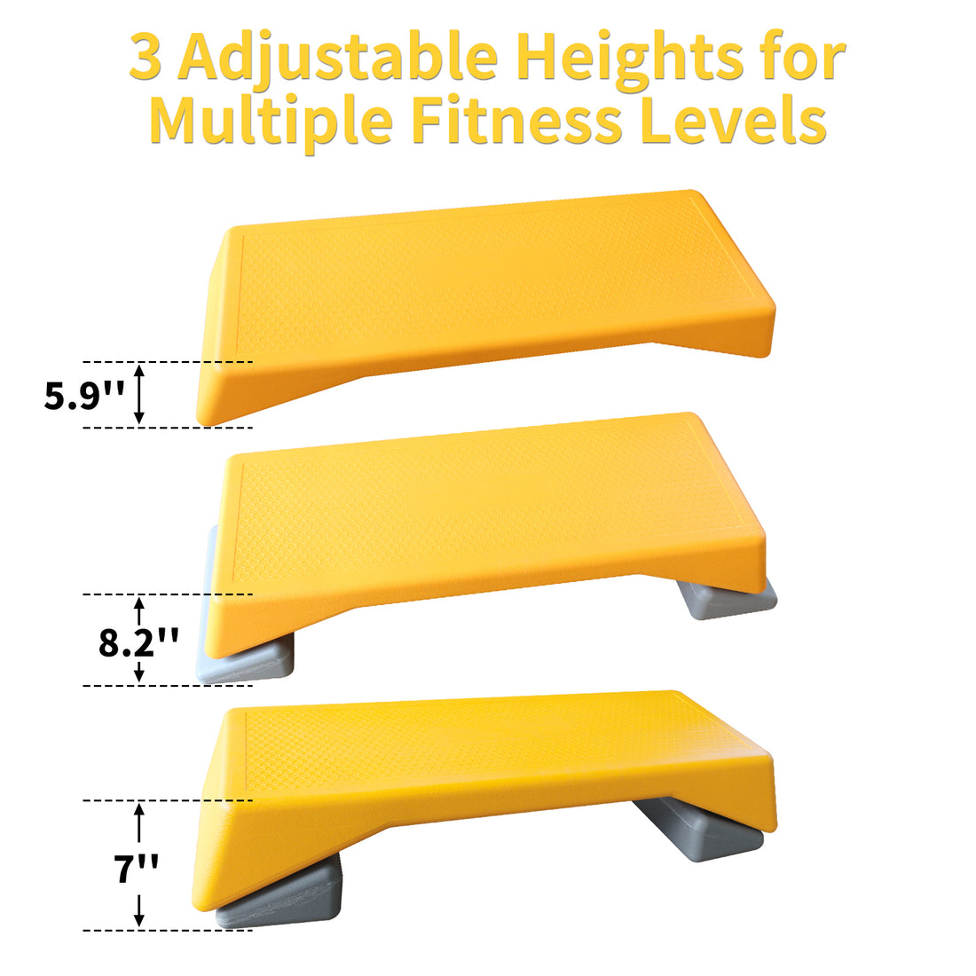 Aerobics Step Platform Height Adjustable Fitness Equipment Stepper Trainer Exercise Step Platform Sliding Lifting Pad Yellow Yellow Grey Plastic