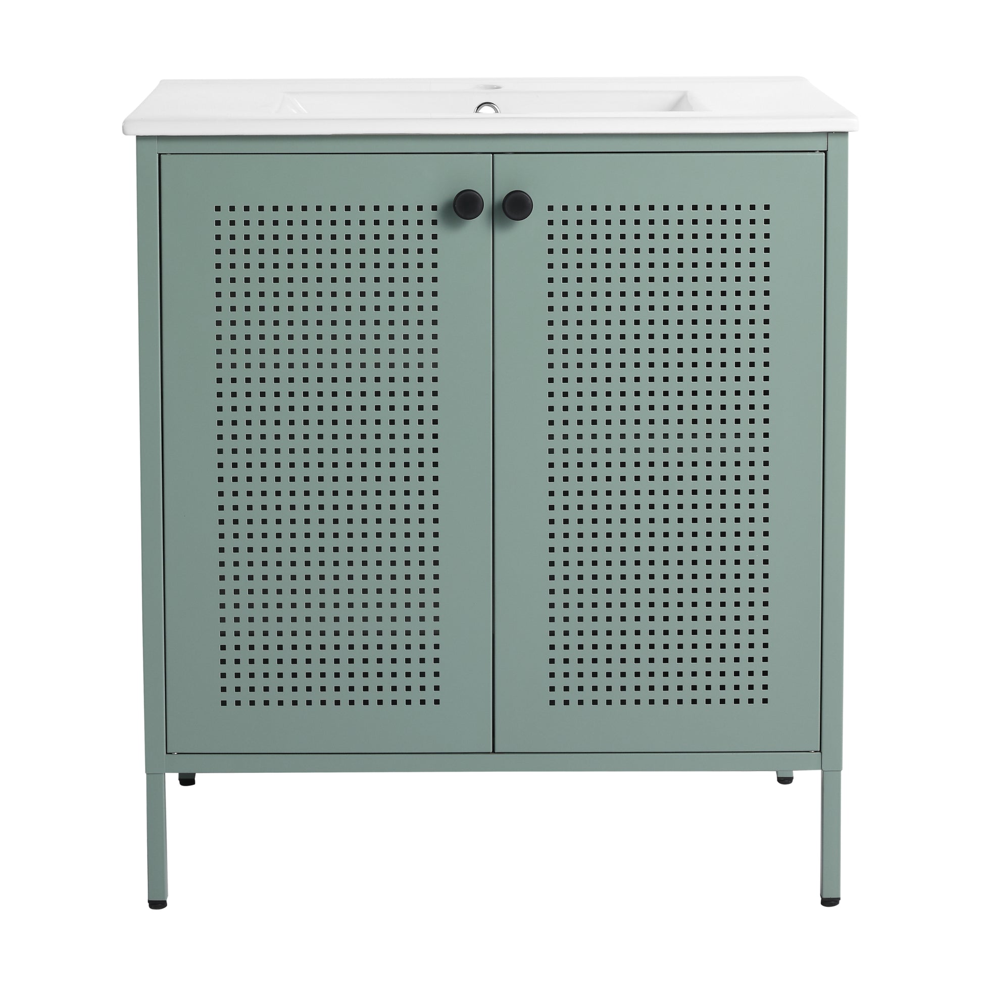 30 Inch Freestanding Bathroom Vanity With Ceramic Sink Mint Green 2 Bathroom Freestanding Modern Steel