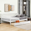 Full Size Daybed With Two Storage Drawers And Support Legs, White White Solid Wood Mdf