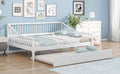 Full Size Daybed With Trundle And Support Legs, White White Solid Wood Mdf