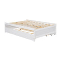 Versatile Full Bed With Trundle,Under Bed Storage Box And Nightstand .White Full White Pine