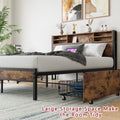 Queen Bed Frame With Storage Headboard And 4 Drawers Box Spring Not Required Queen Black Metal Bedroom Bed Frame Metal & Wood