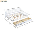 Full Size Daybed With Two Storage Drawers And Support Legs, White White Solid Wood Mdf